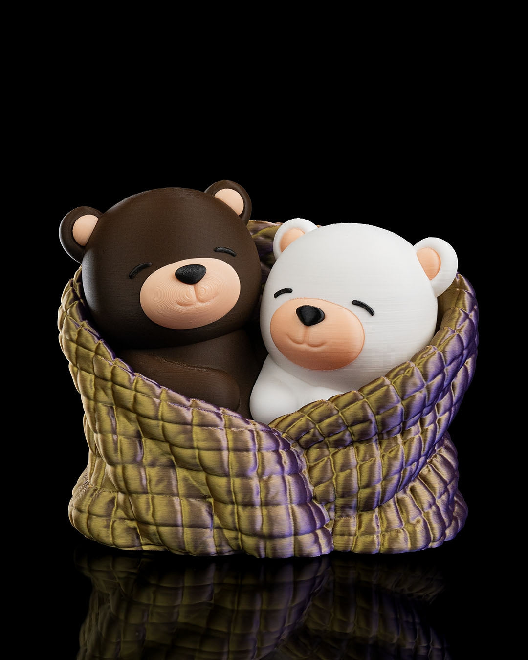 Cudding Valentine Bears (Brown-White-Gold-Purple)