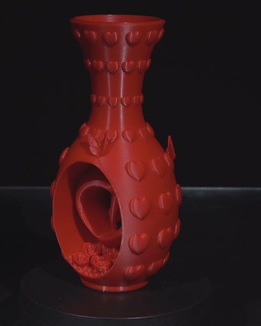 Heart and Flowers Vase (Red)