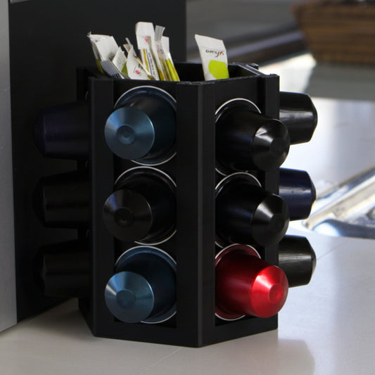 Coffee Capsule Holder - 18 Capsules with Sugar Compartment